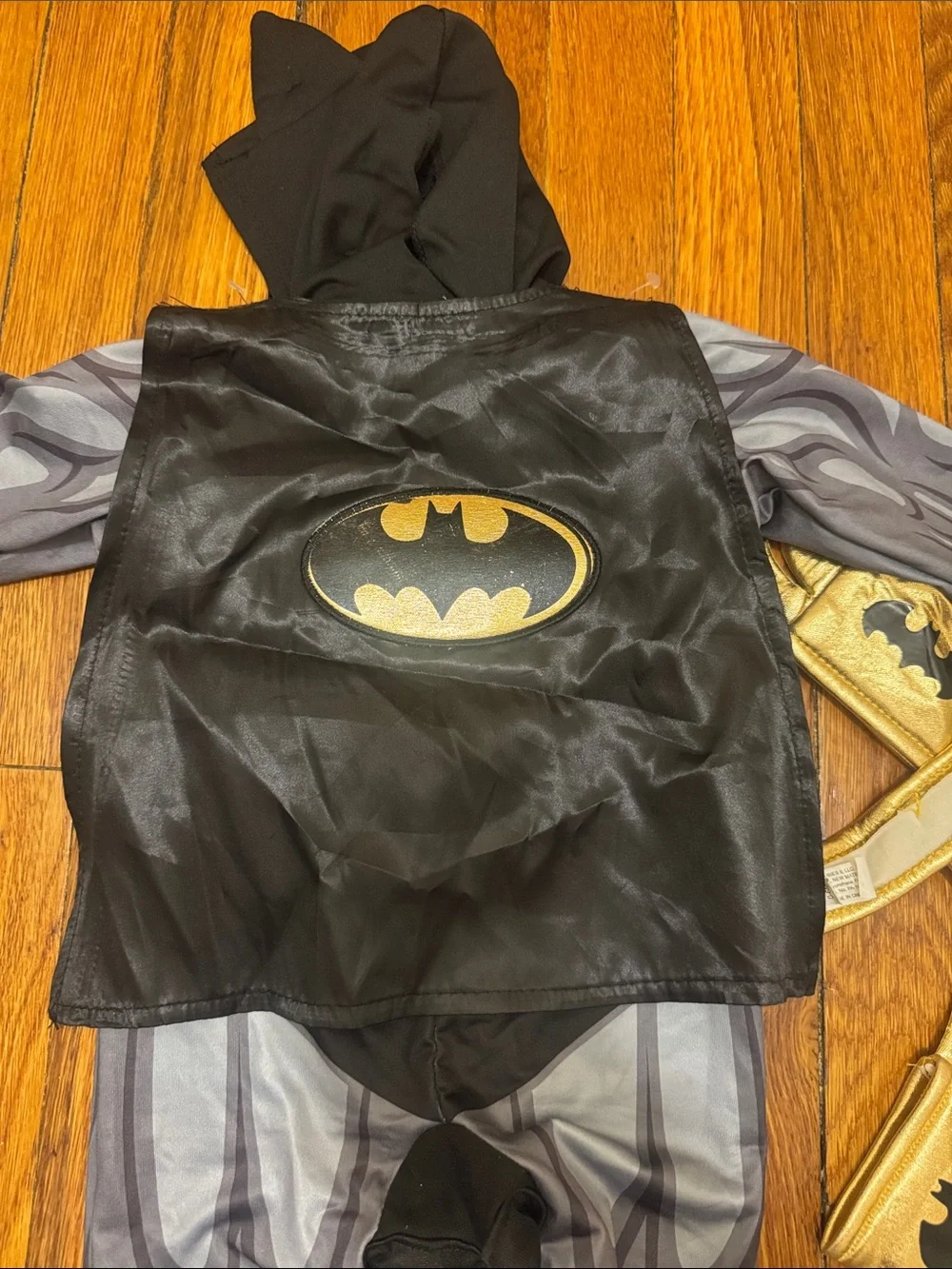 Baby Batman Gray and Gold Costume with Hooded Cowl 0-6 months